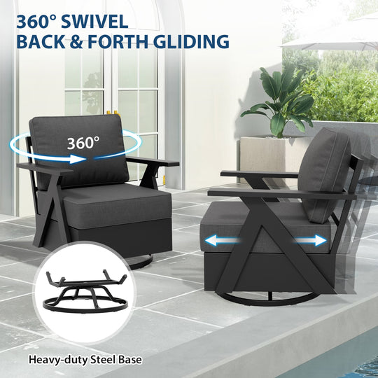 COOS BAY Iron Luxe Modern 3 Piece Outdoor Bistro Set