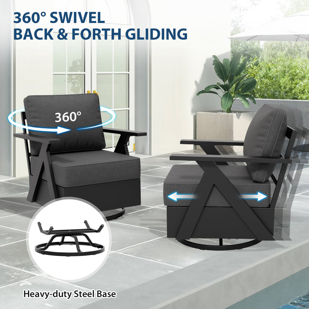 COOS BAY Iron Luxe Modern Outdoor Swivel Rocking Chairs Set of 2/4