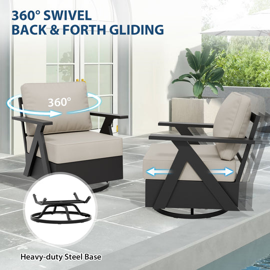 COOS BAY Iron Luxe Modern Outdoor 4 Piece Patio Furniture Set