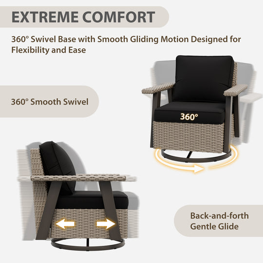 Rustic Hideaway 2-Piece Outdoor Swivel Rocker Patio Chair and Table Set, Beige/Beige, Black, Dark Blue, Red, Tan