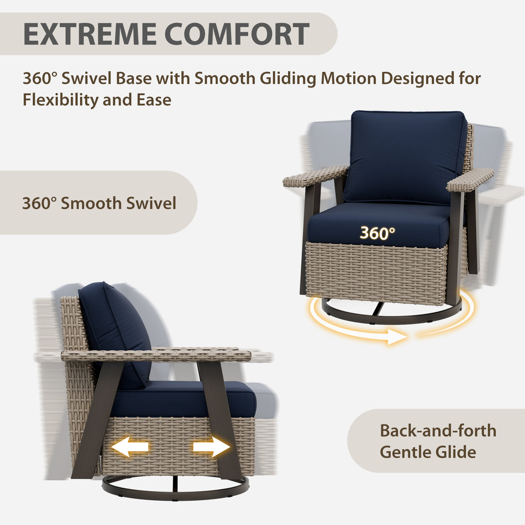 Rustic Hideaway Outdoor Swivel Rocker Patio Chair Set of 1, Beige/Beige, Tan, Dark Blue, Black, Red