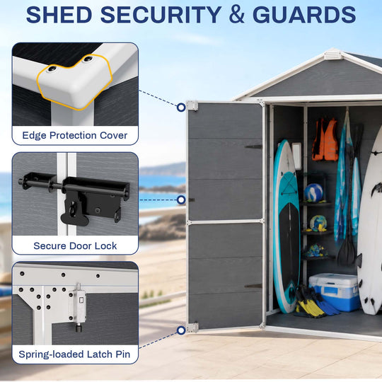 COOS BAY 5x3/6x4/8x6/8x8 Outdoor Storage Shed
