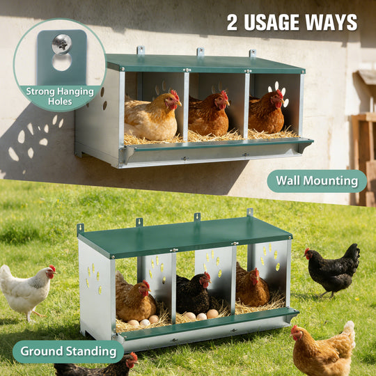 COOS BAY Metal Chicken Nesting Box, Green
