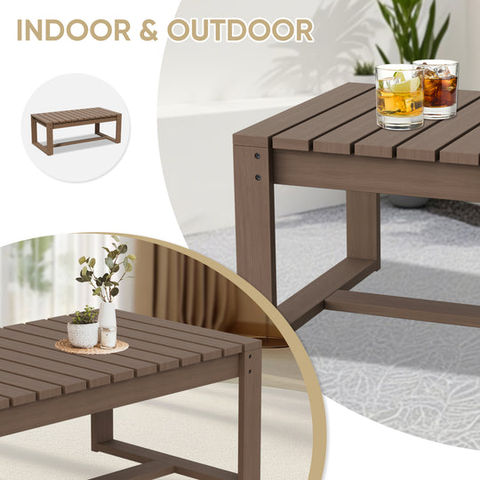 COOS BAY Natural Cedar Wood Slat Patio Table, Brownish