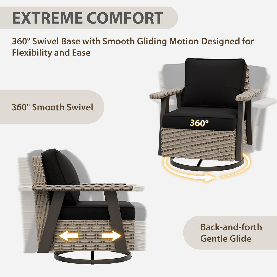 Rustic Hideaway Outdoor Swivel Rocker Patio Chair Set of 4, Beige/Beige, Tan, Dark Blue, Black, Red