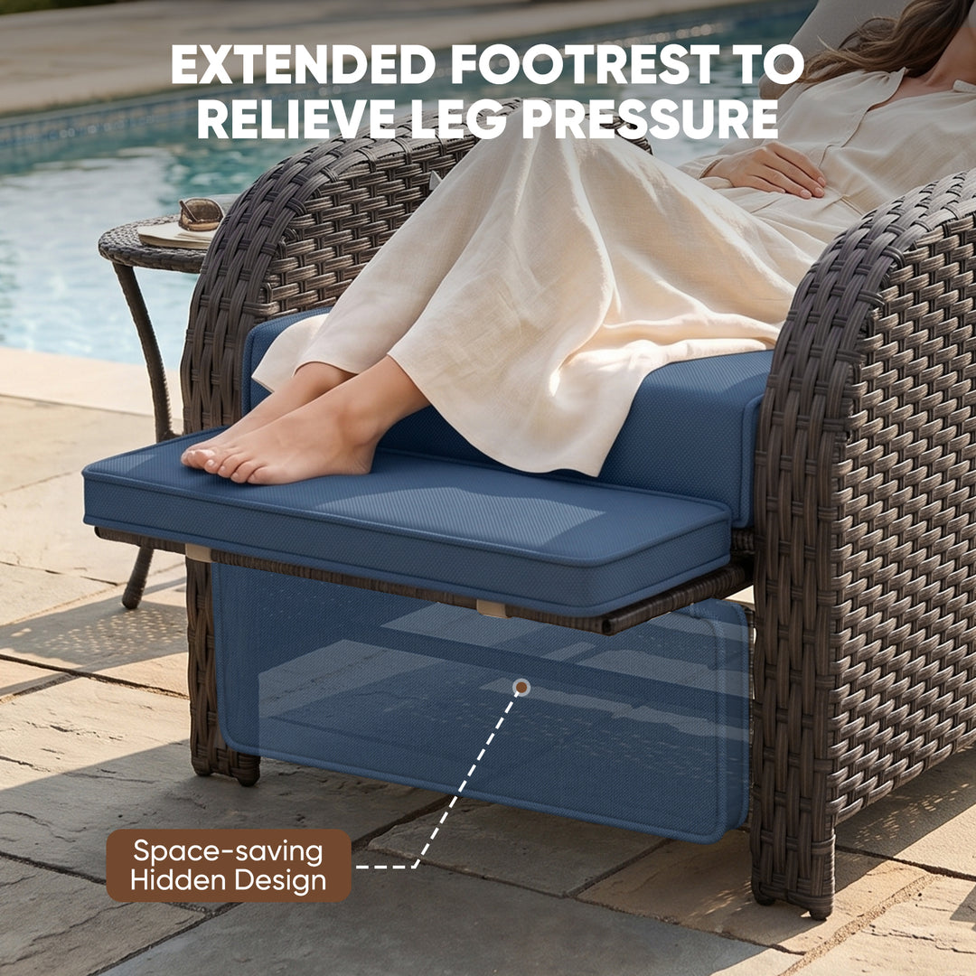 Outdoor Recliner Chair, Wicker Reclining Patio Chair