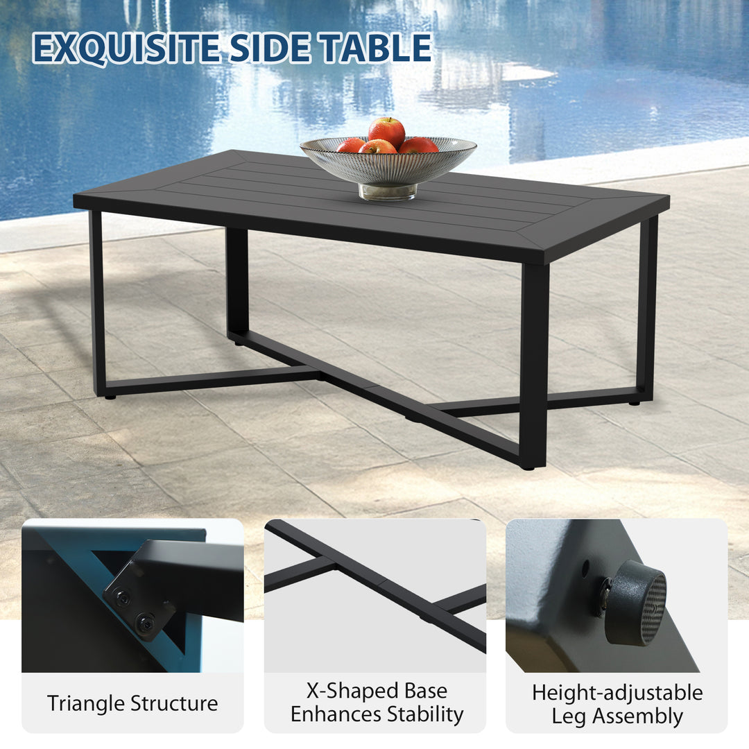 COOS BAY Iron Luxe Modern Outdoor 3 Seat Couch and Coffee Table Set