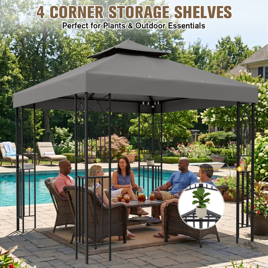 COOS BAY 8x8 Outdoor Patio Two-Tier Soft Top Gazebo
