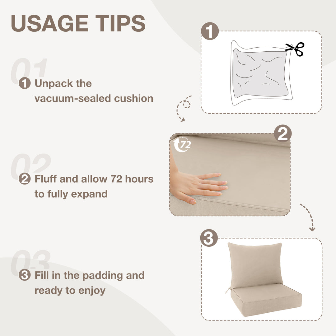 COOS BAY Deep Seat Patio Chair Cushions, Set of 2