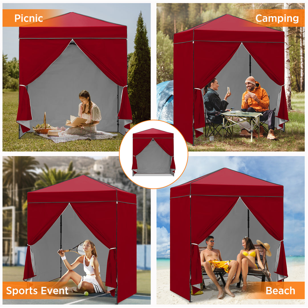 COOS BAY Pop Up Canopy Tent 6x4 with Four Removable Sun Walls