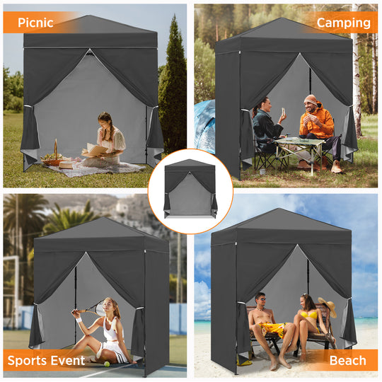 COOS BAY Pop Up Canopy Tent 6x4 with Four Removable Sun Walls