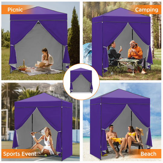 COOS BAY Pop Up Canopy Tent 6x4 with Four Removable Sun Walls