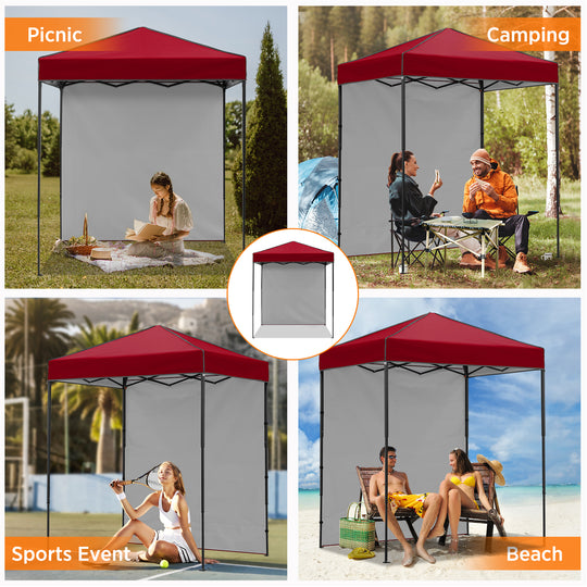 COOS BAY Pop Up Canopy Tent 6x4 with One Removable Sun Wall
