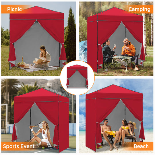 COOS BAY Pop Up Canopy Tent 6x4 with Four Removable Sun Walls