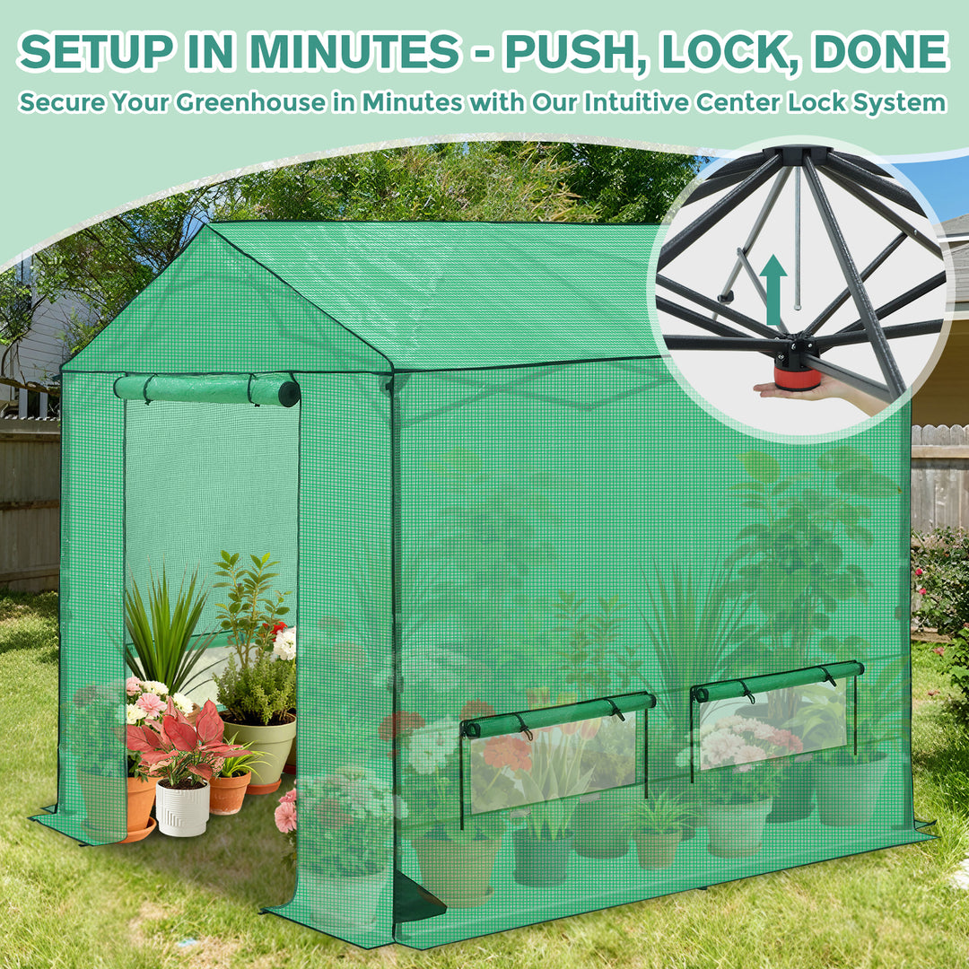 6x6/ 8x8 /10x10 FT Portable Walk-in Greenhouse with Power Access Ports