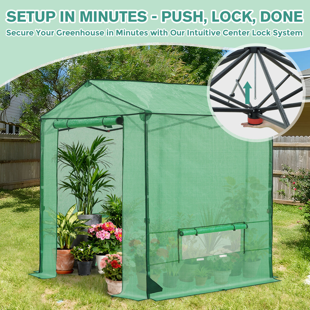 COOS BAY 6x6/ 6x8/8x8 /10x10/12x8 FT Pop Up Greenhouse with Power Access Openings