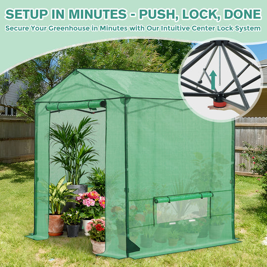 COOS BAY 6x6/ 6x8/8x8 /10x10/12x8 FT Pop Up Greenhouse with Power Access Openings