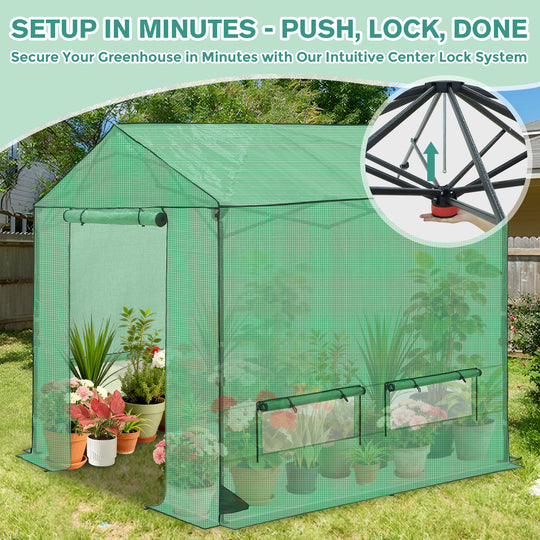 COOS BAY 6x6/ 6x8/8x8 /10x10/12x8 FT Pop Up Greenhouse with Power Access Openings
