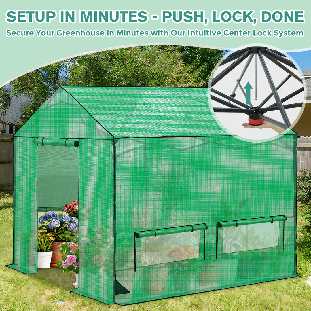6x6/ 8x8 /10x10 FT Portable Walk-in Greenhouse with Power Access Ports
