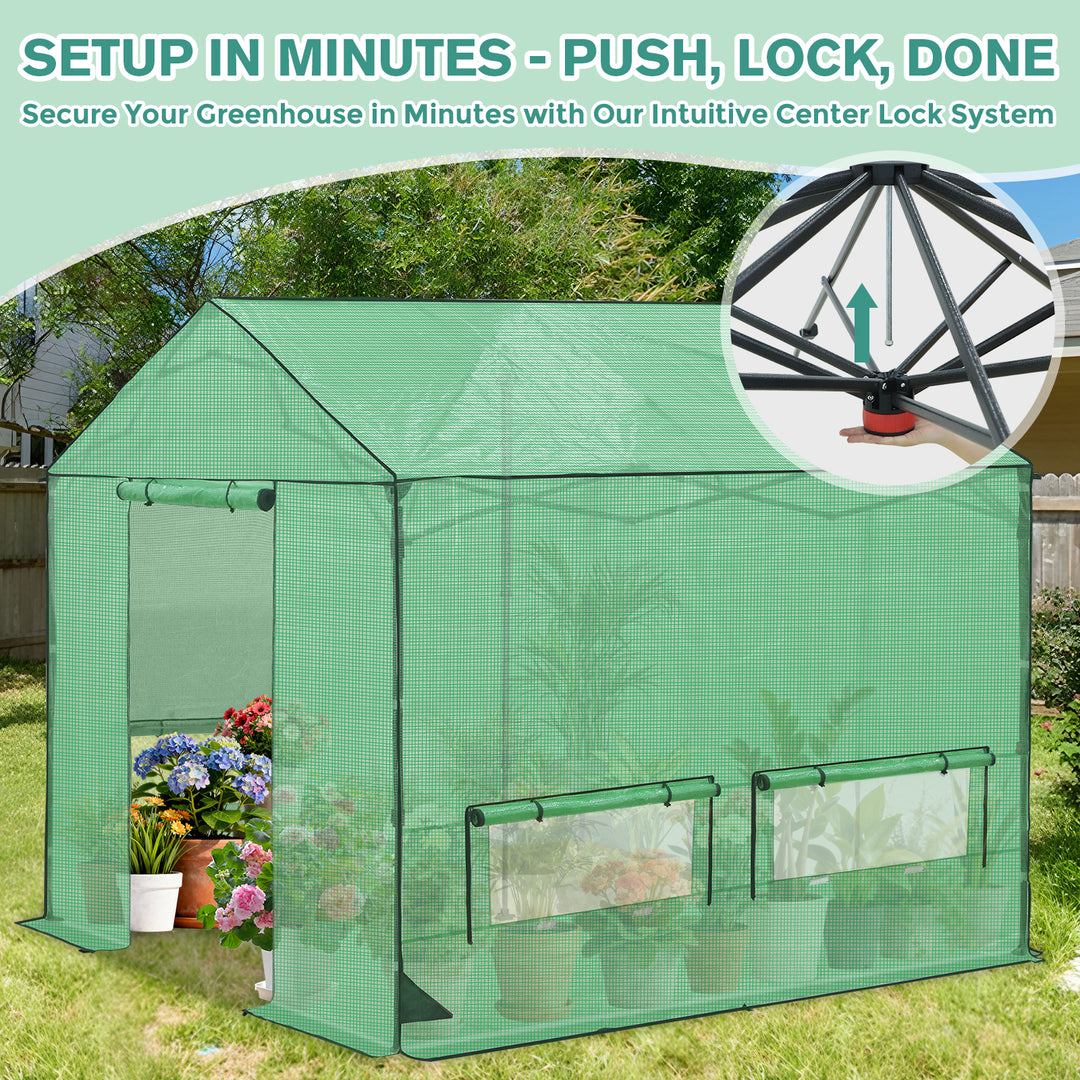 COOS BAY 6x6/ 6x8/8x8 /10x10/12x8 FT Pop Up Greenhouse with Power Access Openings