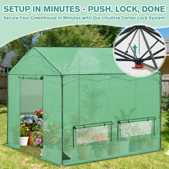 COOS BAY 6x6/ 6x8/8x8 /10x10/12x8 FT Pop Up Greenhouse with Power Access Openings