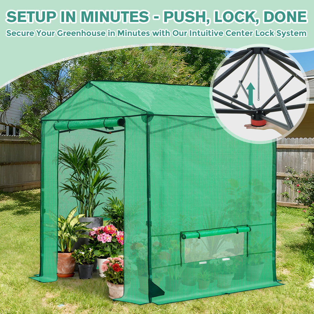 6x6/ 8x8 /10x10 FT Portable Walk-in Greenhouse with Power Access Ports