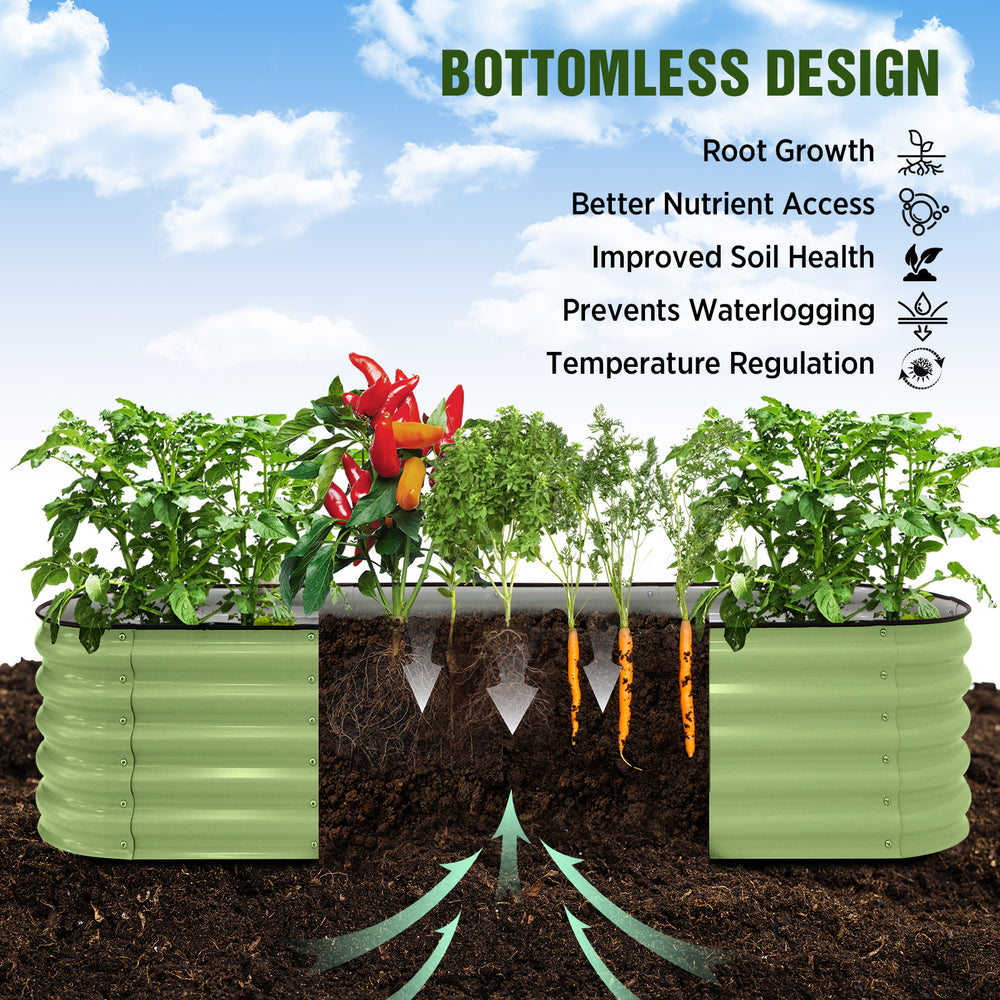 COOS BAY 17" Tall Elevated Raised Garden Bed, Pearl White/ Olive Green