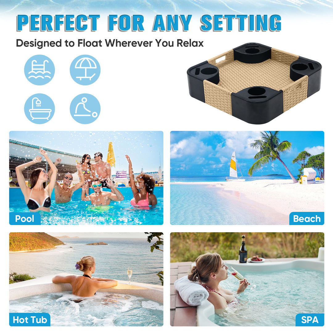 COOS BAY 24''x24'' Square Floating Drink Holder for Pool and Hot Hub