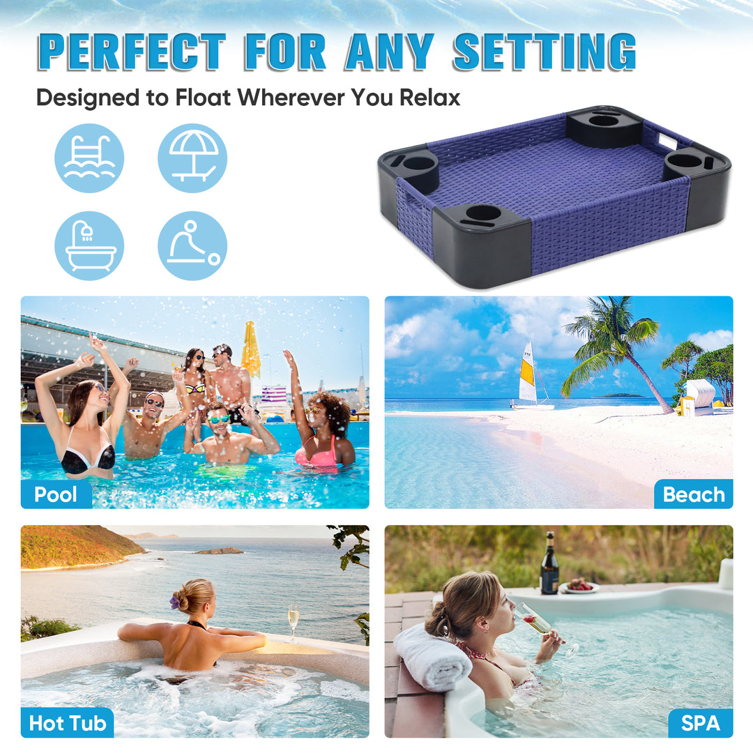 COOS BAY 35''x24'' Rectangular Floating Drink Holder for Pool and Hot Hub