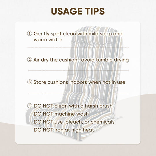 COOS BAY High Back Adirondack Chair Cushions, 49x20x5, Set of 2