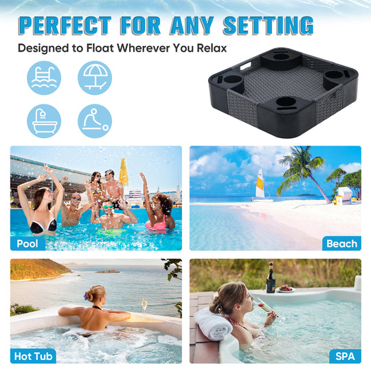 COOS BAY 24''x24'' Square Floating Drink Holder for Pool and Hot Hub
