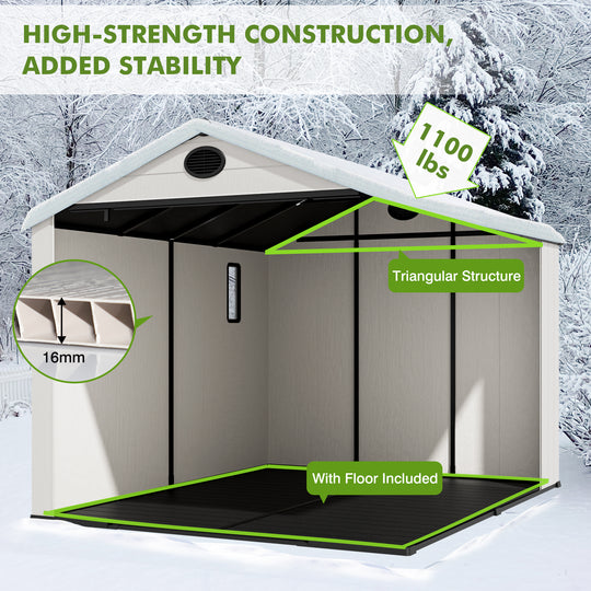COOS BAY 8x6/8x8/5x3/6x4 Outdoor Storage Shed with Floor, Lockable Doors