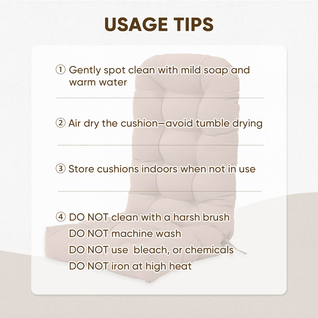 COOS BAY High Back Adirondack Chair Cushions, 49x20x5, Set of 2