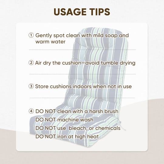 COOS BAY High Back Adirondack Chair Cushions, 49x20x5, Set of 2