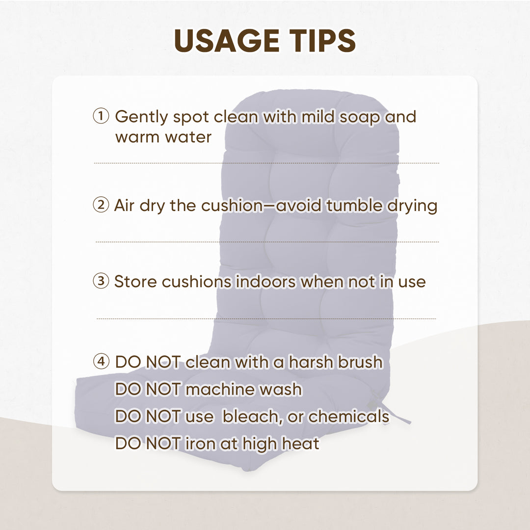 COOS BAY High Back Adirondack Chair Cushions, 49x20x5, Set of 2