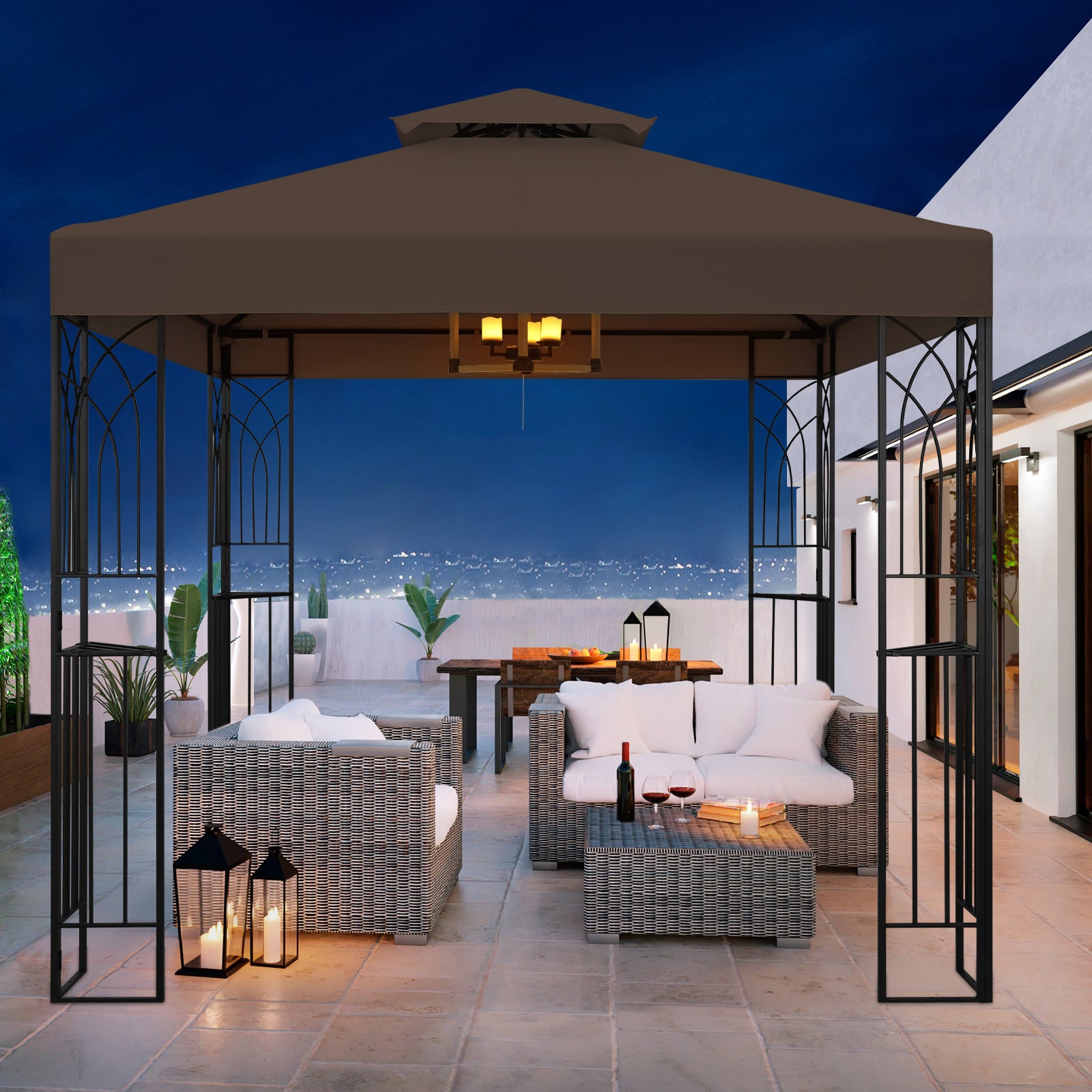 BORDERS at BALCONY - C oco COOS BAY 8x8 Outdoor Patio Two-Tier Soft Top Gazebo – COOS