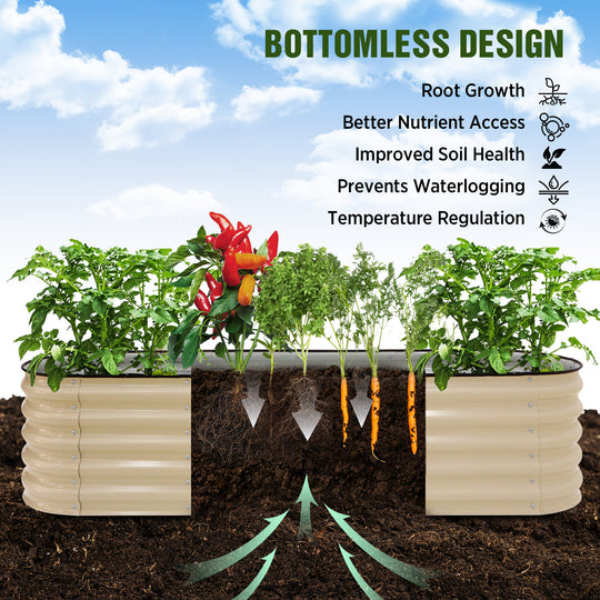 COOS BAY 17" Tall Elevated Raised Garden Bed, Pearl White/ Olive Green