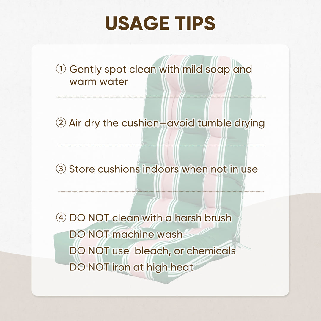 COOS BAY High Back Adirondack Chair Cushions, 49x20x5, Set of 2