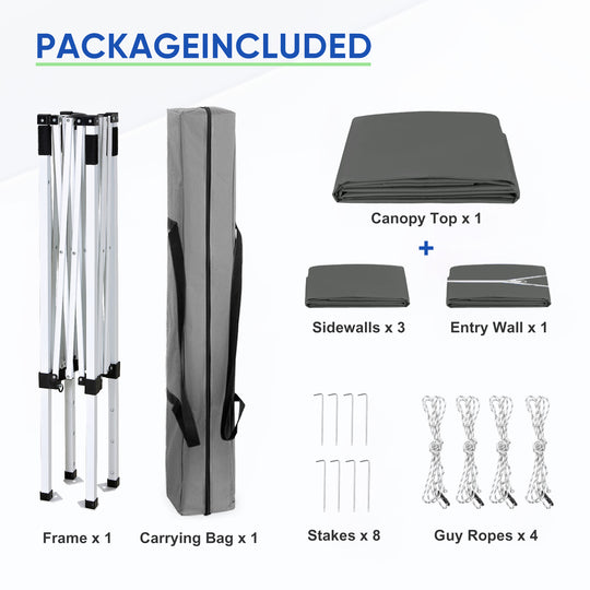 COOS BAY 5x5 Pop-up Instant Outdoor Canopy with 4 Side Wall Panels, Carry Bag