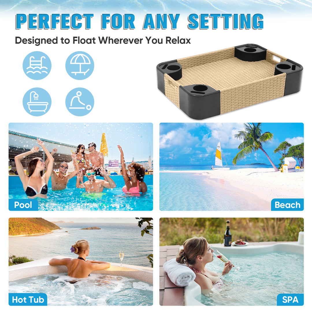 COOS BAY 35"x24" Rectangular Floating Drink Holder for Pool and Hot Hub
