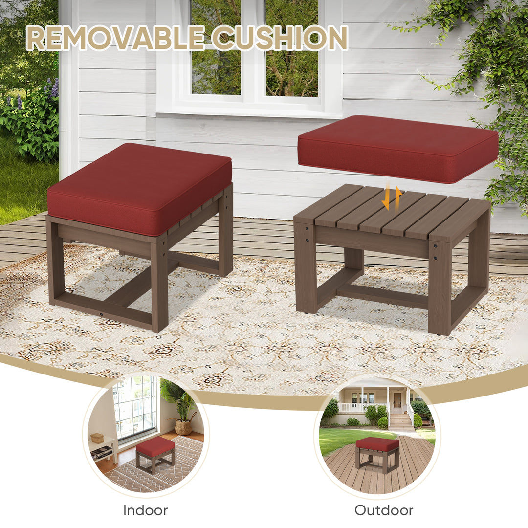 COOS BAY Natural Cedar 6 PCS Furniture Set w/ Sofa 2 Patio Chairs 2 Ottomans and Side Table