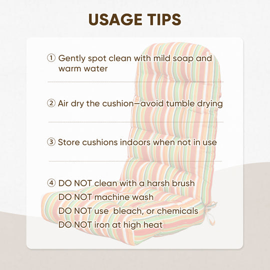 COOS BAY High Back Adirondack Chair Cushions, 49x20x5, Set of 2