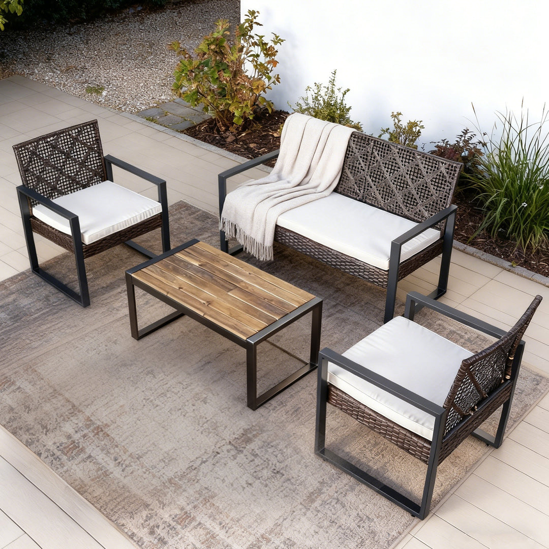 COOS BAY Haven Lounge 4 Piece Rattan Patio Furniture Set