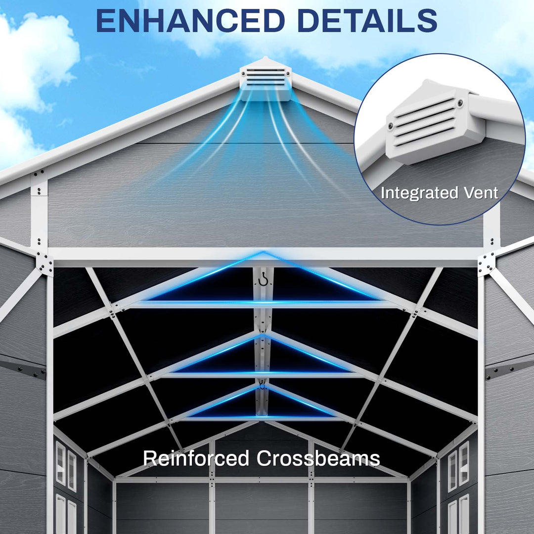 COOS BAY 5x3/6x4/8x6/8x8/8x10 Outdoor Storage Shed
