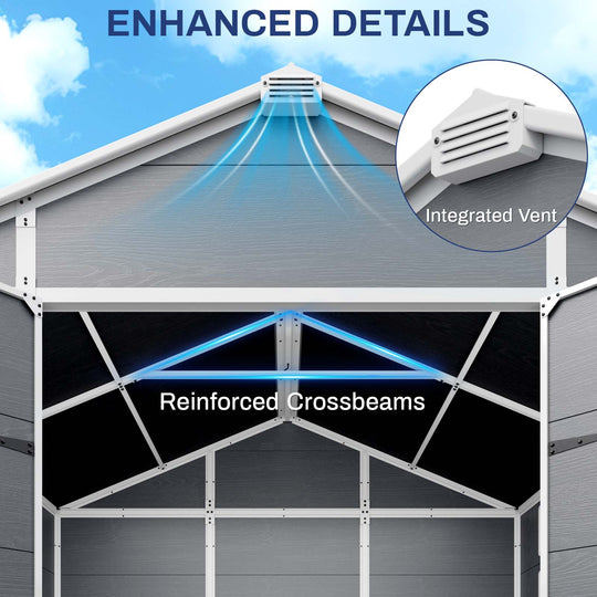 COOS BAY 5x3/6x4/8x6/8x8 Outdoor Storage Shed