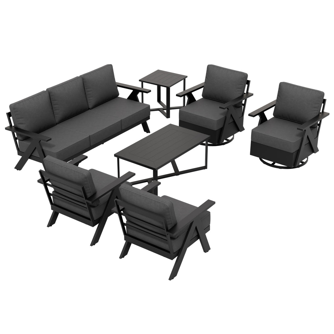 COOS BAY Iron Luxe Modern Outdoor 7 Piece Patio Furniture Set