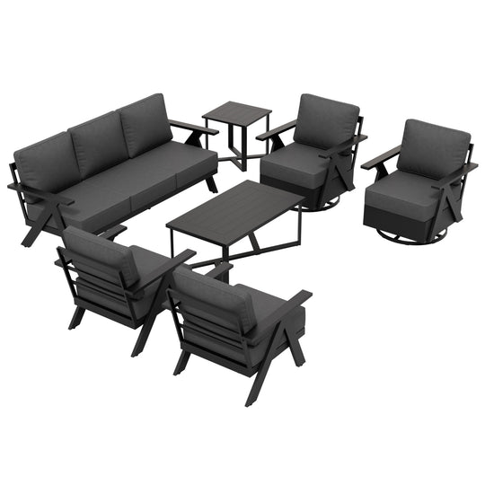 COOS BAY Iron Luxe Modern Outdoor 7 Piece Patio Furniture Set