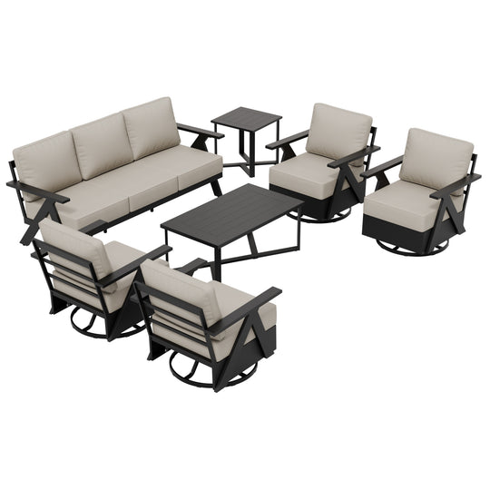 COOS BAY Iron Luxe Modern Outdoor 7 Piece Patio Furniture Set