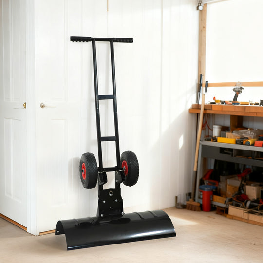 COOS BAY 29” Wheeled Snow Shovel Single/Double Rod Snow Pusher with Adjustable Angle