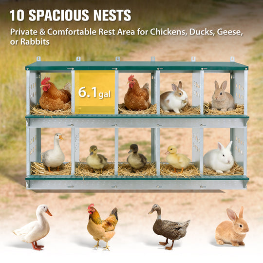 COOS BAY Metal Chicken Nesting Box, Green